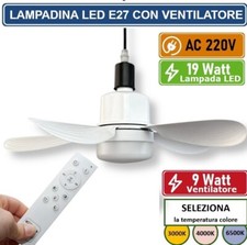 Ventilatore e Lampadario Da Soffitto 19w E27 Plafoniera Luce Led CCT Telecomando