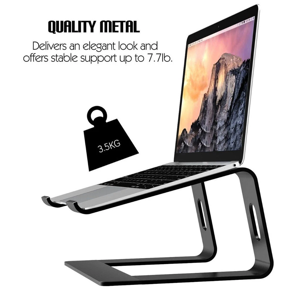 Adjustable Aluminum Laptop Stand - Stable Non-Slip Desk Holder for Tablets