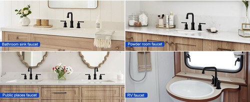 Rubinetto lavandino bagno, Hurran due manici diffuso 8 pollici - Foto 14 di 14