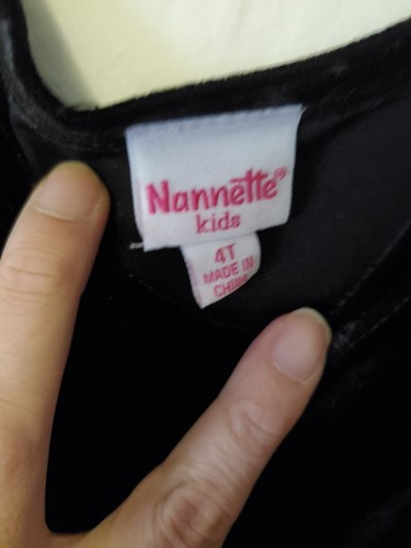 Girls Nannette Kids Dress Size 4T Color Black And Silver With Red Ribbon Nwt. - Picture 6 of 6