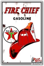 4" X 2.5"  TEXACO FIRE CHIEF RUSTY GASOLINE DECAL OIL GAS PUMP LUBSTER (TEXA-2R)