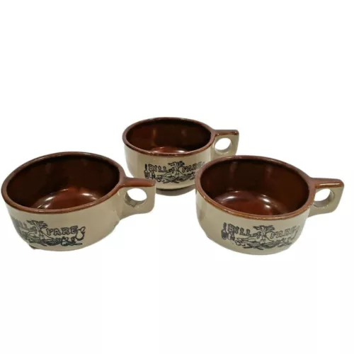 Lot of 3 "S MAPLE LEAF WESTERN MONMOUTH BROWN DRIP STONEWARE MUGS Vintage