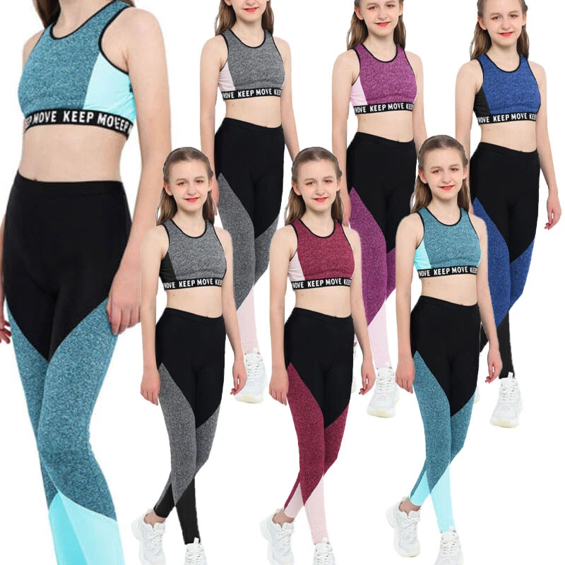 Girls Two-Piece Ballet Dance Gymnastics Sports Outfit Tank Top