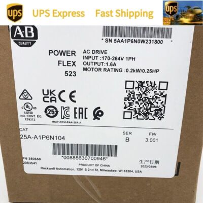 25A-A1P6N104 AB PowerFlex 523 0.2kW (0.25Hp) AC Drive 25AA1P6N104 New