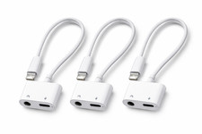 3 Pack Audio Headphone  Charging Adapter   2 in 1 Splitter for iOS Devices