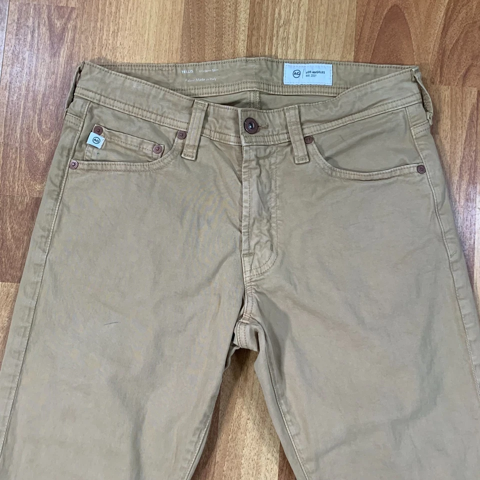 Adriano Goldschmied Jeans Men's 28x30* The Tellis Modern Slim Light Brown Pants - Image 2 of 4