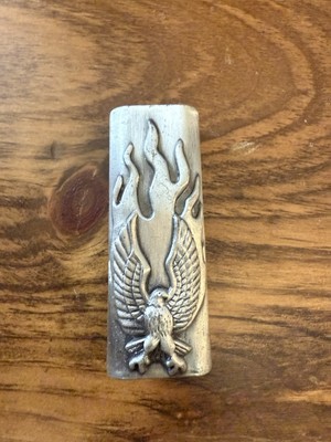 Mystic Gifts Metal Eagle With Flames Engraved Lighter Cover, Case Silver Toned