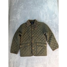Polo Ralph Lauren Quilted Barn Jacket Corduroy Collar Green Youth Small 8-10