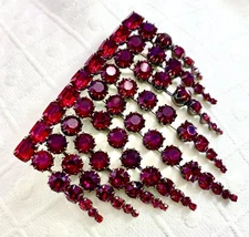 Vintage Verified Schreiner Unsigned Gunmetal Tone Hanging Fringe Brooch Pin EVC