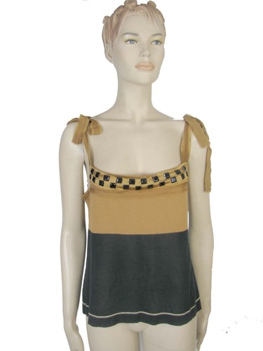 NWT Aberta Ferretti Italy Cotton/Silk  Top with Crystals on front/back  sz 48/12