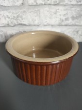 Moira Farmhouse Stoneware Ribbed Brown 6” Souffle Dish Treacle Glazed Ceramic