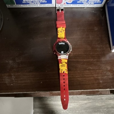 Pokemon Pikachu Digital Quartz Wristwatch Red Yellow Backlight Kids Cartoon