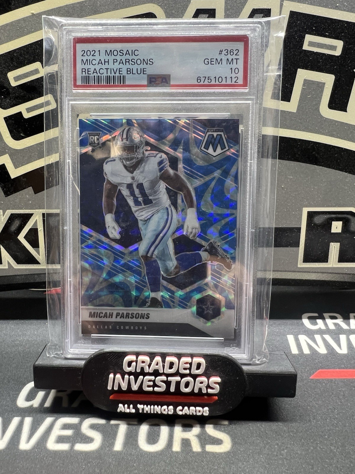 2021 Panini Mosaic Reactive Blue #362 Micah Parsons Rookie(RC) PSA10 Color Match