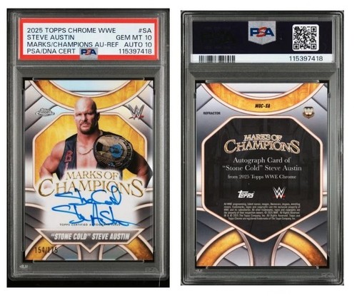 Stone Cold Steve Austin #MOC-SA 2025 Topps Chrome WWE Marks of Champions Autograph card