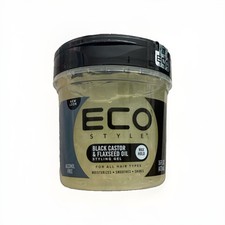 Eco Style Black Castor Flaxseed Oil Styling Gel Max Hold 16oz New