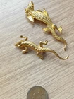 2 LOVELY VINTAGE GOLDTONE LIZARD BROOCHES