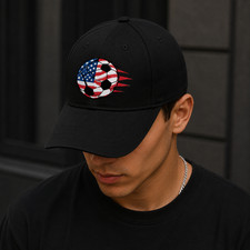 USA Flag Soccer Ball Cap American Patriotic Minimalist Football Hat Adjustable