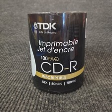 TDK DVDR 100PK Inkjet Printable Recordable 16x 120mjn 4.6 Go New dvd burner cd