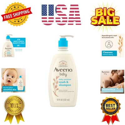 Daily Moisture Gentle Body Wash & Shampoo with Oat Extract, 2-in-1 Baby Bath ...
