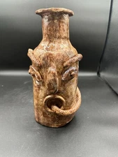 Face Jug With Snakes Signed And Dated By Artist