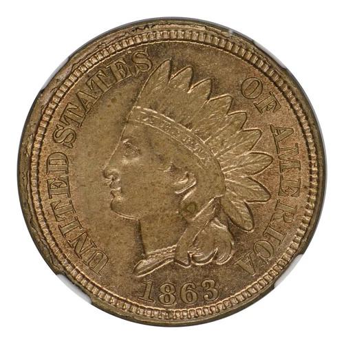1863 Indian Head Cent NGC MS-63