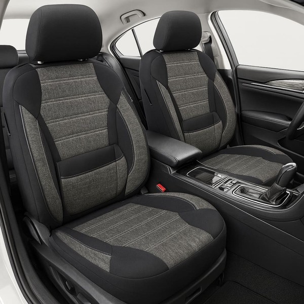2X SitzbezüGe Passend FüR Nissan Primastar Ab 2002-2016 (Schwarz-Grau)-image