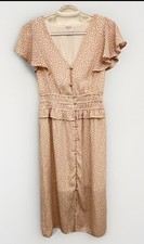 Floral Flutter Sleeve Smocked Waist Midi Dress Size S Feminine Spring Wedding Co