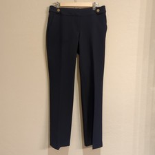 Loft Woman Sz 2 Marisa Trouser Pull On Pockets Straight Legs Preppy Navy