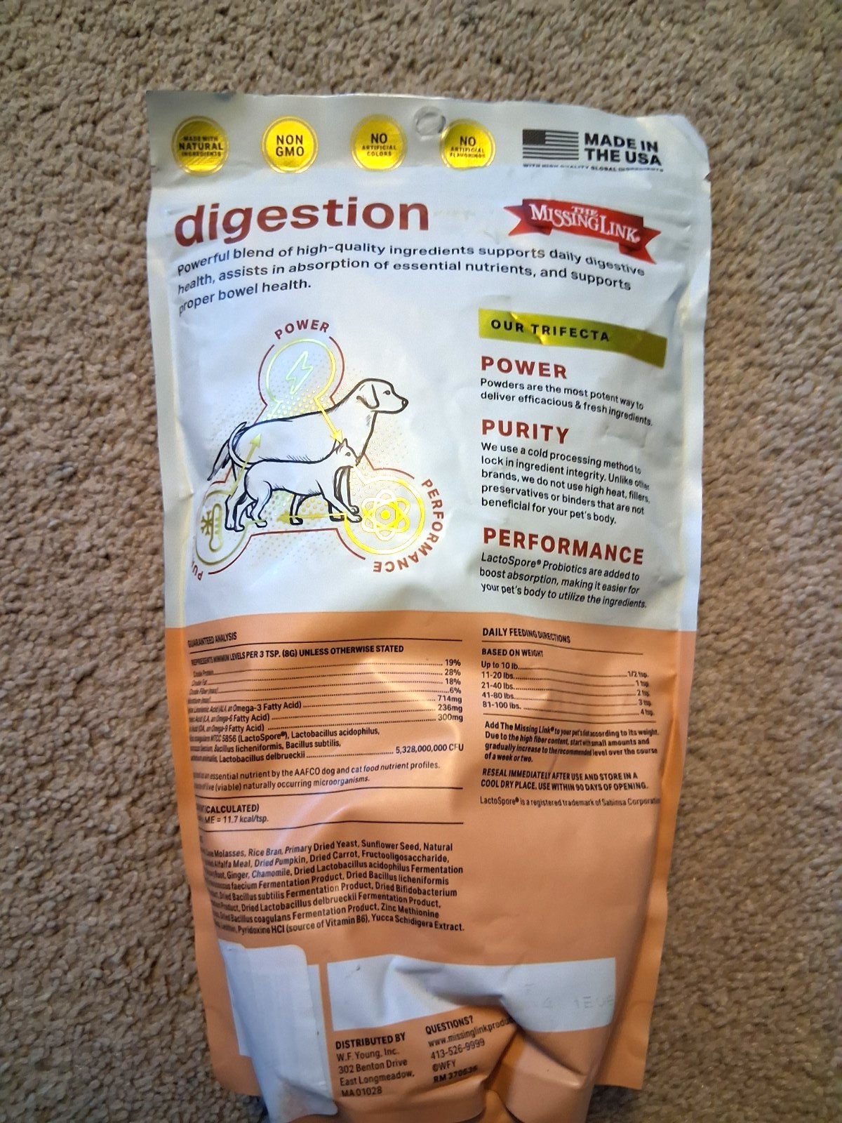 The Missing Link Superfood Digestion Supplement Powerful Powder For Dogs 1 lb.