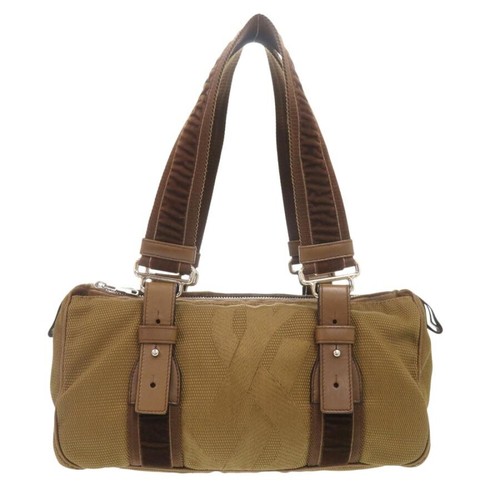 Yves Saint Laurent Brown Canvas Mini Boston Bag Women Handbag 119976 Italy