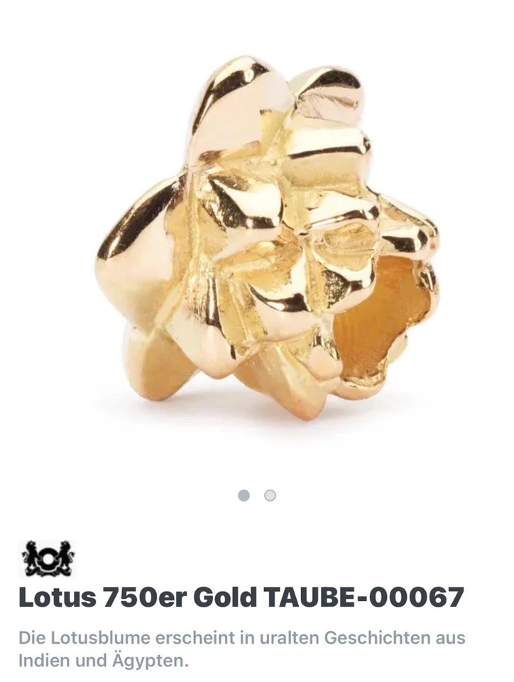 Trollbeads Lotus 750 Gold TAUBE-00067 ~ neuwertig ~ selten & edel - Bild 3 von 4