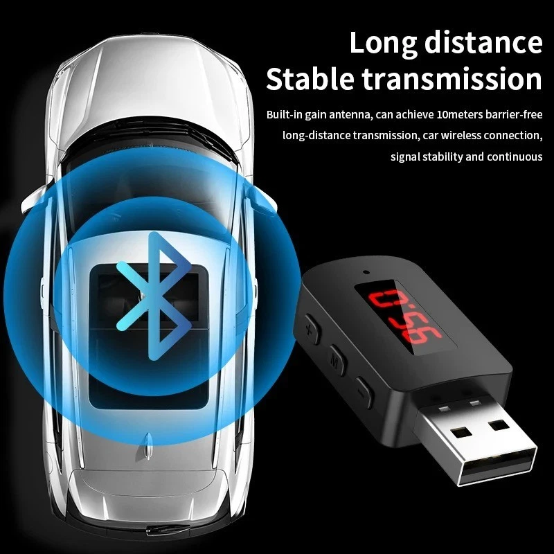 Bluetooth 5.4 Car Transmitter Receiver Handsfree Call USB Mini Wireless Audio US - Image 3 of 4