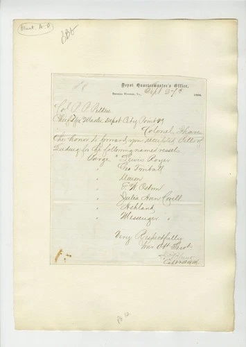 Civil War QM Letter 1864 – Bermuda Hundred VA – Signed A.P. Blunt