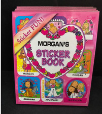 Personalized Name MORGAN STICKER BOOK Stick W/Us Girls Funky Groovy Stickers