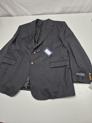 Roberto Zanieri Blazer Mens 50 Long Black Wool 2 Gold Button  Italy Jacket