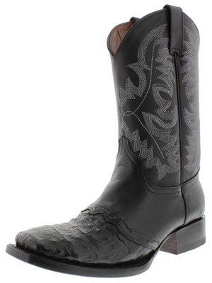 Mens Western Wear Cowboy Dress Crocodile Skin Genuine Leather Black Size 7