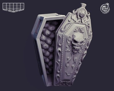 Vampir Sarg mit separatem Deckel Miniatur Sarg Figur für TTRPGs wie D&D 5e DSA