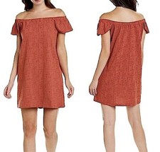 Madewell Texture & Thread Off-the-Shoulder Dress size Large Copper Orange