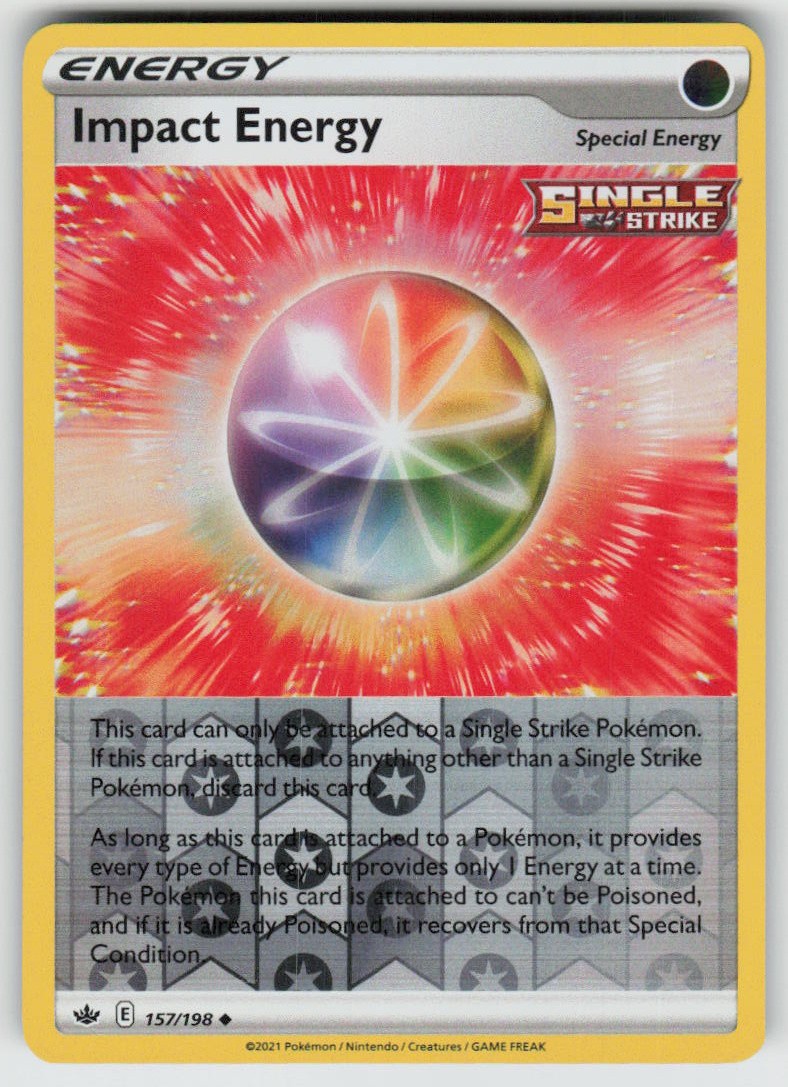 PO-04 Reverse Holo Impact Energy 157/198 Uncommon SWSH06: Chilling Reign NM