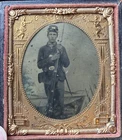 Civil War 1/6 Tintype Photo of a Union Soldier Armed with M1861 Musket