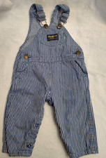 Vintage Oshkosh B'Gosh Kids Infant 12M Hickory Blue Stripe Vestbak Overalls USA