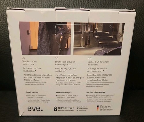 Eve Motion (matter) - Smart Wireless Motion Sensor With Light, IPX3 Water NewOBx - Picture 3 of 11