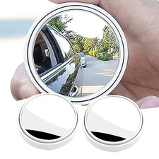 Car Reversing Auxiliary Blind Spot Mirror, 360  Rotating Push-type 2 PCS White