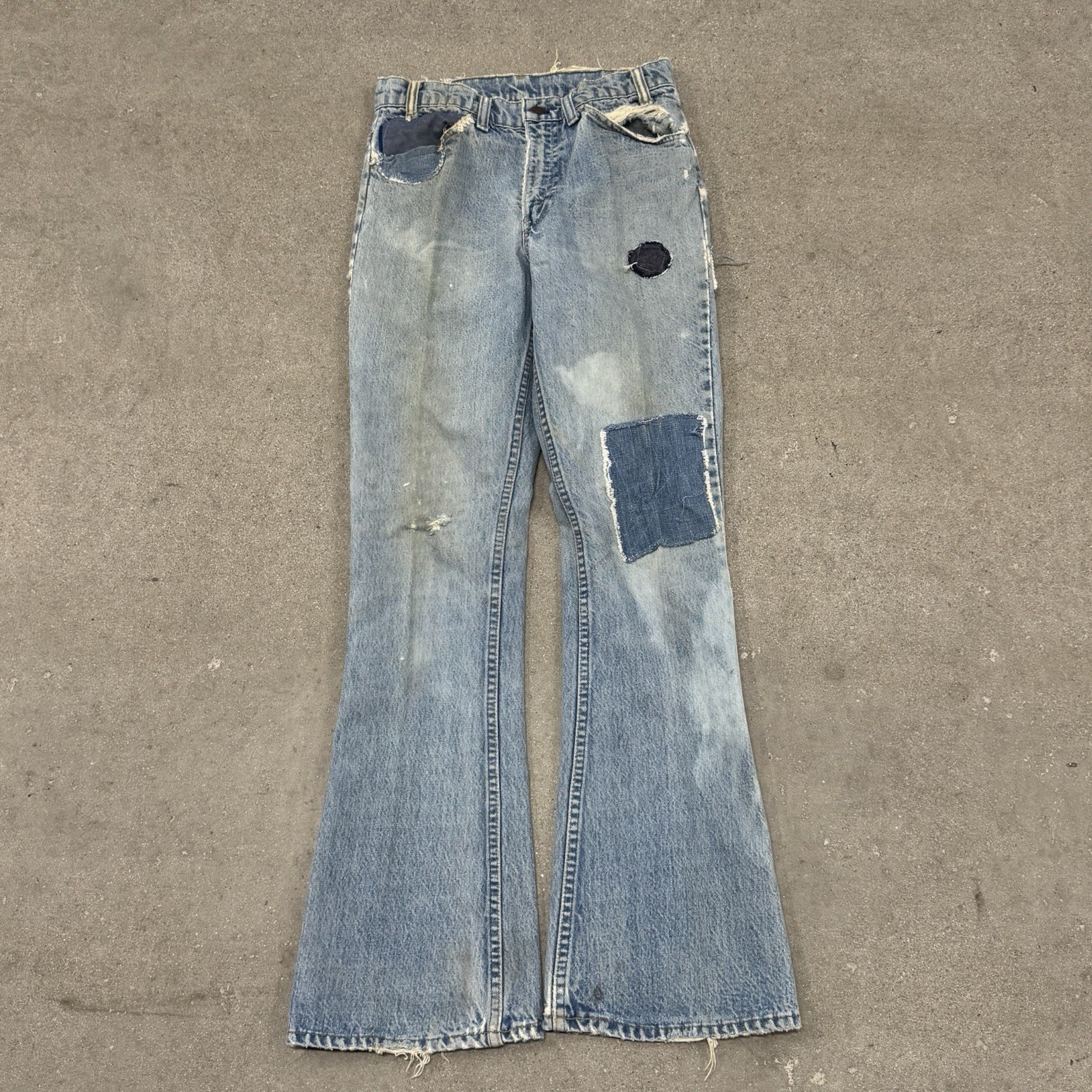 VTG  Levi’s 646-0217 Flare Bottom Jeans Orange Tab sz 27x32 70s Patchwork Hippy