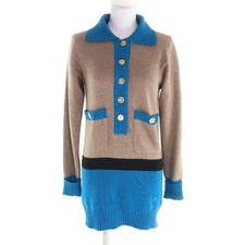 CHANEL 100% Cashmere Long Sleeve Knit Tunic Clover Buttons Vintage Size 0