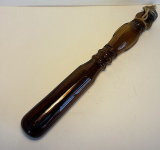 Antique Amber Glass Billy Club/Night Stick Whiskey Flask