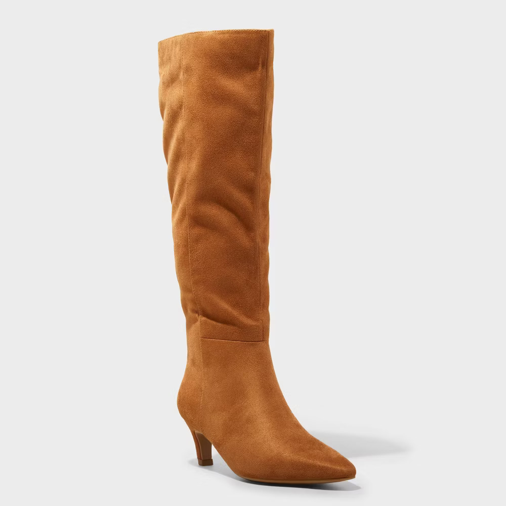 Women Kendra Kitten Heel Tall Dress Boots with Memory Foam Insole -