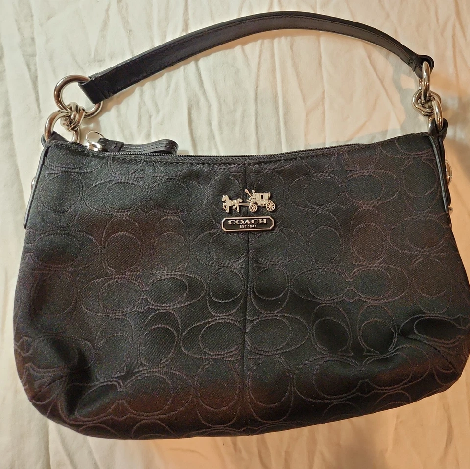 Coach Mia Signature Black Top-Handle Pouch Purse 44326 CLEAN - Image 3 of 4