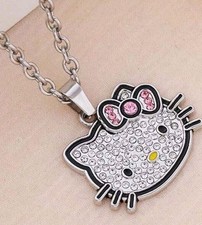 HELLO KITTY Necklace Rhineatone Kawaii Teen Little Girls Gift