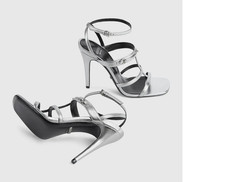 NIB Gucci slim horsebit silver leather sandals IT 38 US 8